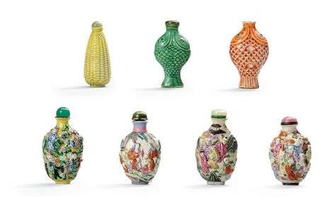 鼻烟壶13 Six yellow glass snuff bottles 19th/20th century